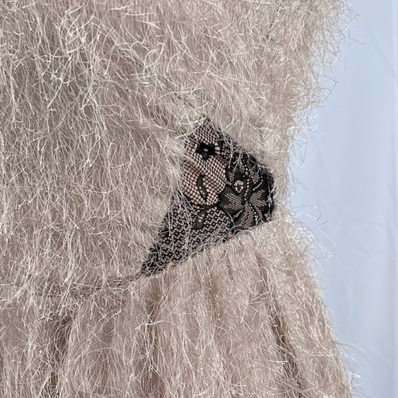 LeShop BLACK Eyelash Fringe sleeveless dress with lace inset detail size Small - Picture 4 of 11